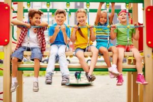 Kids playing in a ride